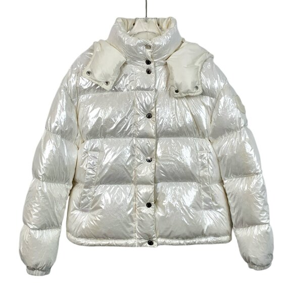 Moncler Daos Series Off-White Glossy Logo Patch Hooded Quilted Down Jacket
